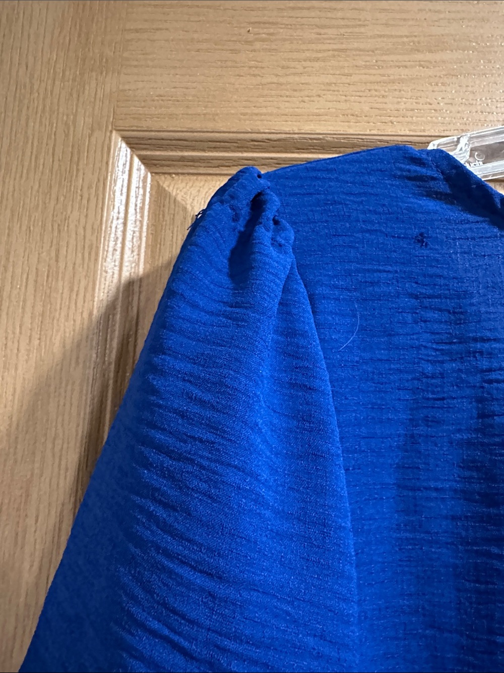 Hemish USA Royal Blue V-Neck Textured Short Sleeve Blouse - Picture 7 of 7